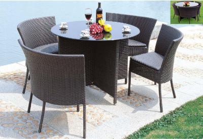 China YLX-RN-059 Black PE Rattan Chair and Table by Steel Frame for sale