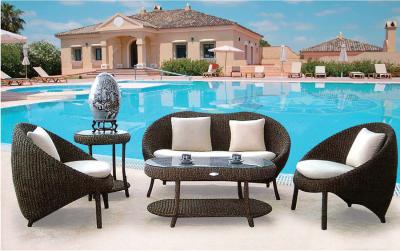 China YLX-RN-035 Black PE Rattan Single and Double Seater with Table for Outdoor used for sale