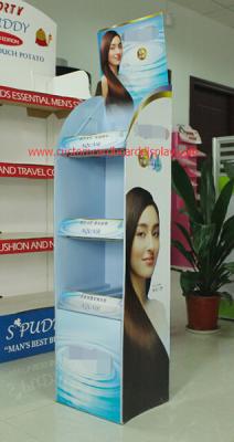 China Promotional corrugated floor displays for Shampoo , Haircare store display racks supermarket for sale