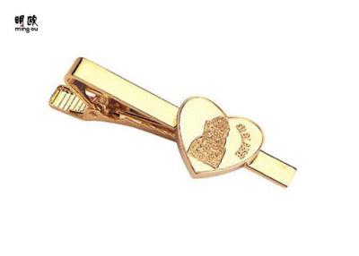 China Wedding Style Necktie Clips Pins , Heart Shaped Shirt Monogram Tie Pin for sale