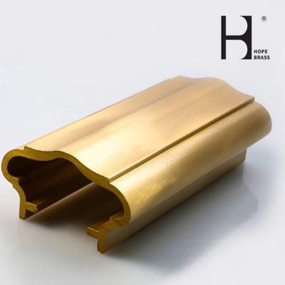 China 2500mm Length Brushed Brass Handrail , ISO9001 Brass Stair Rail for sale