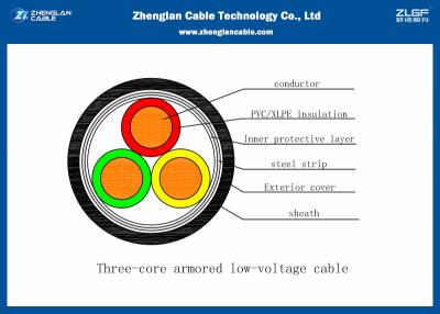 China 0.6/1KV Armoured  3 Cores Low Voltage Power Cable XLPE Shehted （CU/PVC/XLPE/STA/NABY/N2XBY) for sale