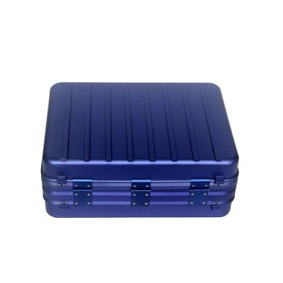 China Hard Metal Aluminum Attache Briefcase Blue 410*300*115mm Nylon fabric Inner for sale