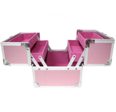 China Light Weight Aluminum Cosmetic Cases, Red Lining Small Aluminum Cosmetic Vanity Case for sale
