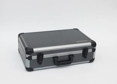China 2.2 kgs Gray Aluminum Hard Case With Striped Panel And Die Cut Foam Layout Inside for sale