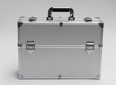 China Caixa de armazenamento de alumínio Lockable de prata, maleta de ferramentas de alumínio aberta da porta dobro à venda
