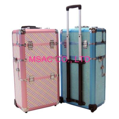 China Wear Resistant Aluminumtrolley Vanity Case , Trolley Vanity Case Box With Lock for sale