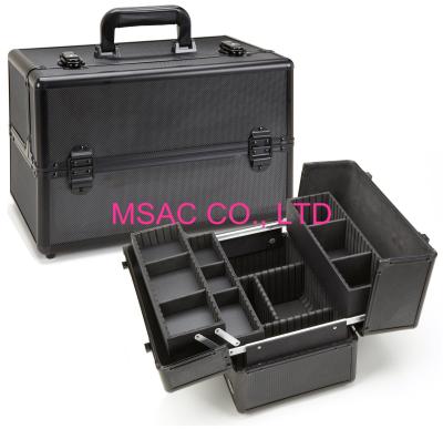 China Big Space Pro Makeup Case 4MM MDF With Black Diamond ABS Panel 360 X 220 X 240mm for sale