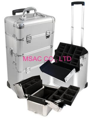 China Custom Makeup Artist Train Case Waterproof , Professional Rolling Makeup Case for sale