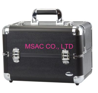 China Aluminum Beauty Cases Black Makeup Boxes With Trays for sale