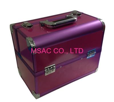 China Aluminum ABS Cosmetic Boxes Purple Makeup Storage Cases for sale
