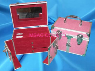 China ABS Lockable Makeup Case , Aluminum  Cosmetic Train Case Wear Resistant for sale