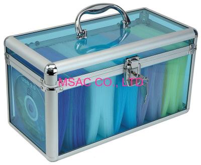 China Big Space Aluminum DVD Storage Case 1.8mm Thickness Acrylic Panel Easy Cleaning for sale