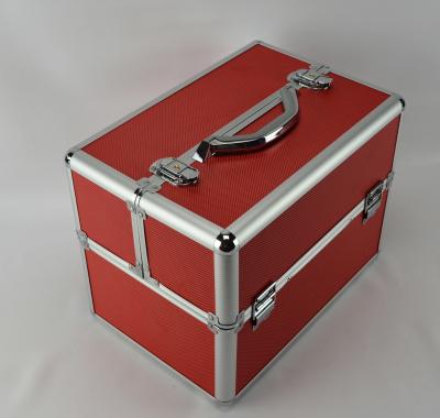 China Multi Color Diamond ABS Aluminum Makeup Train Box , Protable Cosmetic Vanity Case for sale