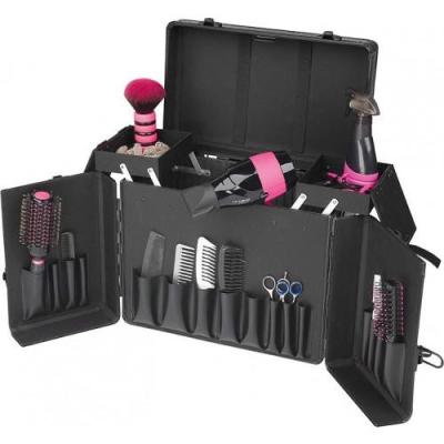 China Aluminum Hairdresser Case With Trolley Aluminum Grooming Case With Trolly In Black for sale