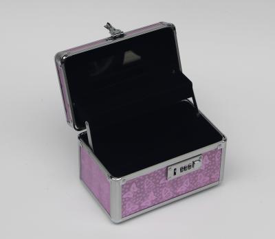 China Small Aluminum Beauty Nail Case Pink ABS Cosmetic Box With Mirror for sale