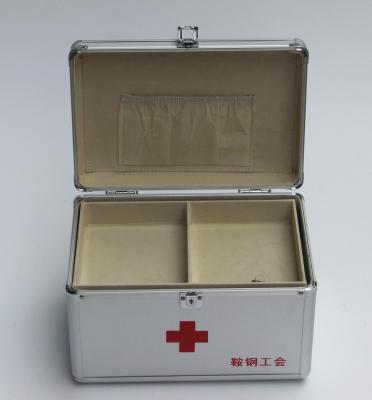 China ABS First Aid Case With Removable Tray For Medicines Small Aluminum Doctor Carry Medicine Box Silver for sale