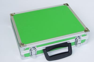 China Green Alu Tool Boxes Carrying ToolCcase Fireproof Storage Tools With Foam Lining Interior for sale