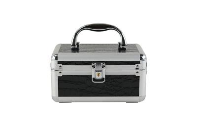 China Small Black PU Aluminum Cosmetic Case, Aluminum Cosmetic Beauty Boxes for sale