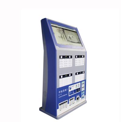 China Built-in cable sharing power bank rental station, shared powerbank dock charging vending machine with 32 inch LCD screen for sale