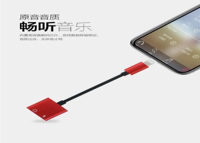 China Red Headphone Audio Jack Adapter Charging And Data Transfer Function for sale