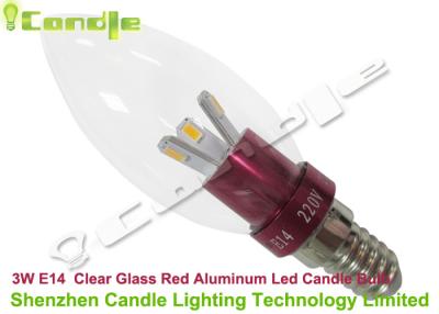 China Red Point Shaped 3 W Dimmable Led Candle Bulbs AC 230v Good Heat Dispersion for sale