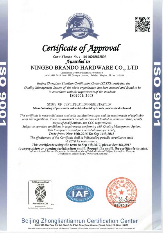 ISO 9001 - Ningbo Brando Hardware Co., Ltd