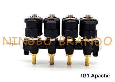 China IG1 Apache OMB Type LPG / CNG Rail Injectors HD 4 Cylinders 3 Ohms DC12V for sale