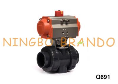 China UPVC PVC Pneumatic Actuated Ball Valve Double Acting 2'' DN50 for sale