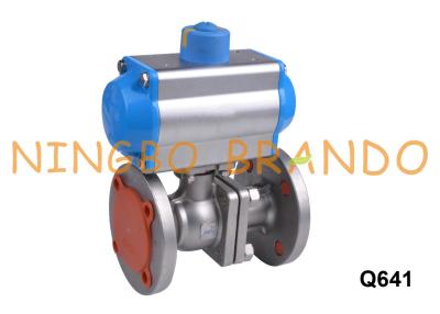 China DN25 1'' Flanged Pneumatic Actuated Ball Valve Stainless Steel 304 for sale