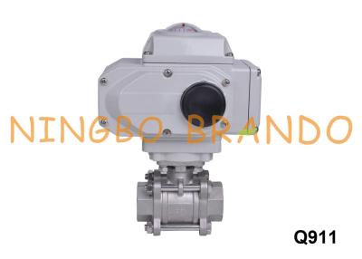 China 3 Piece Stainless Steel 304 Ball Valve With Electric Actuator 24V 220V for sale
