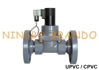 China 1 1/4'' Flanged UPVC PVC Plastic Solenoid Valve Anti Corrosion 24V 220V for sale