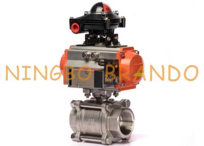 China 1'' DN25 Pneumatic 3 Piece Ball Valve With Limit Switch Solenoid Valve for sale