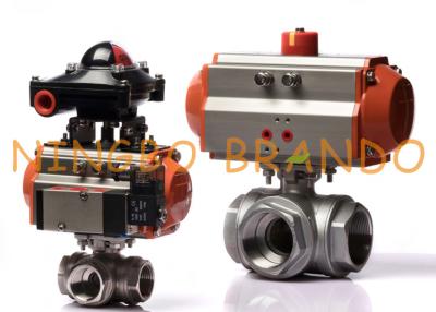 China 3 Way Stainless Steel Ball Valve With Pneumatic Actuator Limit Switch for sale