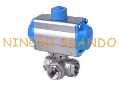 China 1'' DN25 3-Way Ball Valve With Pneumatic Actuator Double Acting for sale