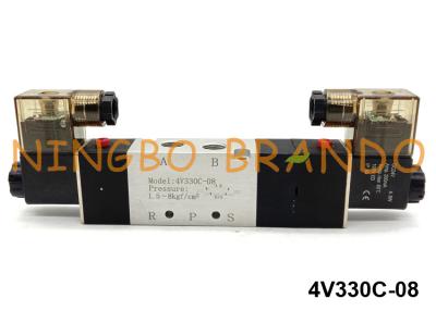 China 4V330C-08 Airtac Type Pneumatic Solenoid Valve 5 Way 3 Position 24VDC for sale