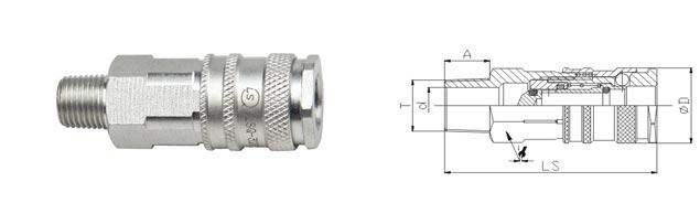 Chrome Three Pneumatic Quick Connect Coupling 1.6 Mpa LSQ-320 CEJN 320 Type 0