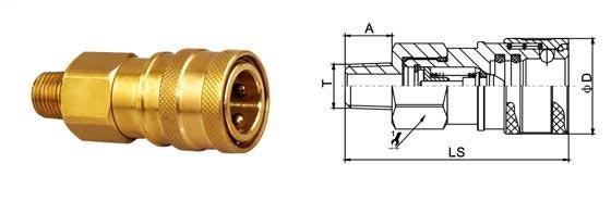 Thread Brass Hydraulic Quick Connect Couplings , Male Hydraulic Coupler ISO7241-B 1