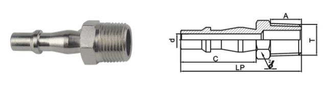 Single Shut - Off Pneumatic Quick Connect Coupling LSQ-19 Rectus 19KA In Brass 1