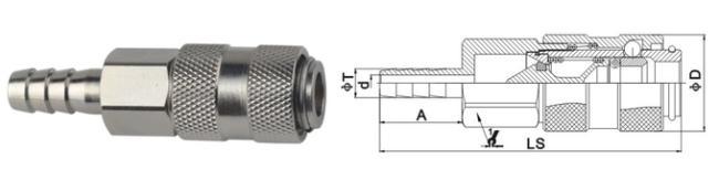 Single Shut - Off Pneumatic Quick Connect Coupling LSQ-19 Rectus 19KA In Brass 4