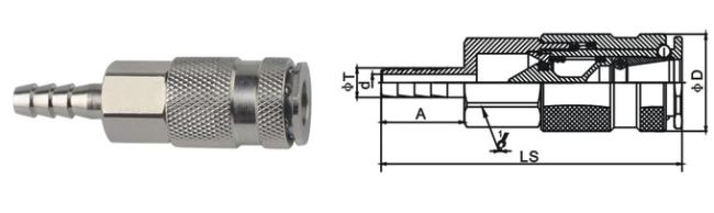 Nickle Plated Pneumatic Quick Connect Coupling In Brass LSQ-17 Rectus 17KA 4