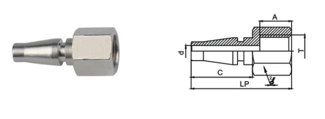 Nickle Plated Pneumatic Quick Connect Coupling In Brass LSQ-17 Rectus 17KA 3