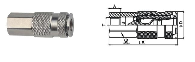 Nickle Plated Pneumatic Quick Connect Coupling In Brass LSQ-17 Rectus 17KA 2