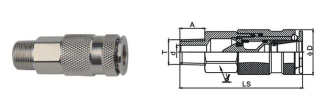 Nickle Plated Pneumatic Quick Connect Coupling In Brass LSQ-17 Rectus 17KA 0