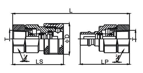 Chrome Three Hydraulic Quick Connect Couplings ,  LSQ-S9 Close Type Quick Disconnect Coupling 1