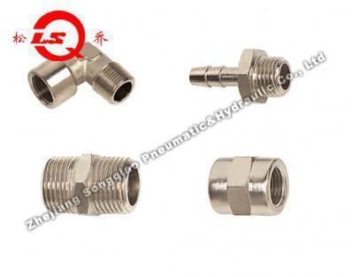 China Pressure Gauge Pneumatic Connectors Fittings Straight Through In Brass Nickle Plated for sale