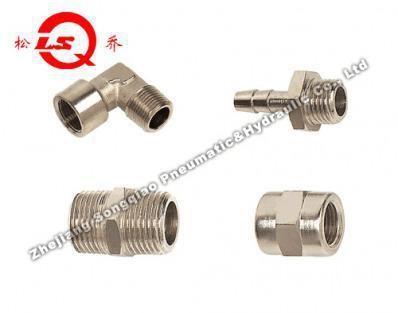 China Knurling Nut Type Pneumatic Line Fittings In Brass Nickle Plated Optional Size à venda