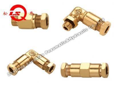 China JKY Pneumatic Tube Fittings , Cutting Ferrule Type Pneumatic Fittings In Brass à venda