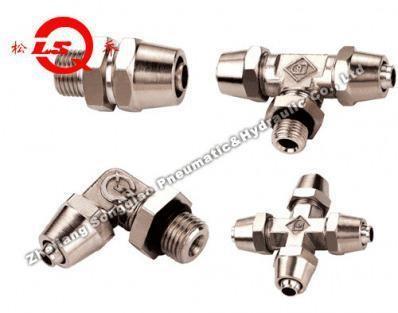 China Lock Nut Type Pneumatic tube Fittings , JSM Pneumatic Connectors Push To Connect for sale