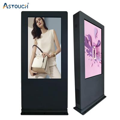 China 55 Inch Outdoor Digital Signage Totem 4K IP65 Floor Free Standing for sale